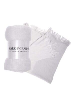 Mark & Graham Fringe Throw Blanket Gray - New in package